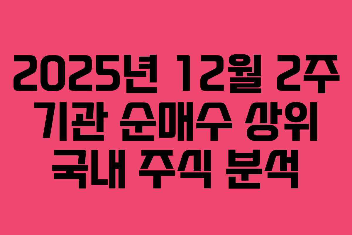 2025년 12월 2주 기관 순매수 상위 국내 주식 분석