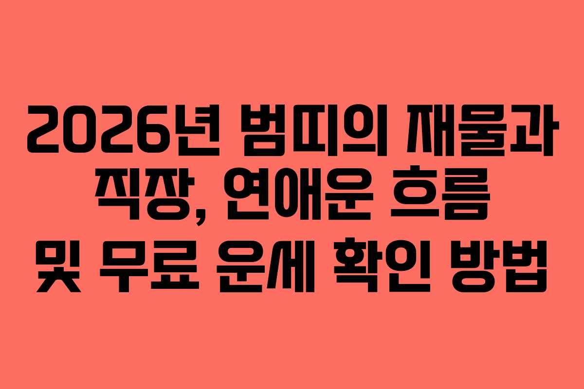 2026년 범띠의 재물과 직장, 연애운 흐름 및 무료 운세 확인 방법