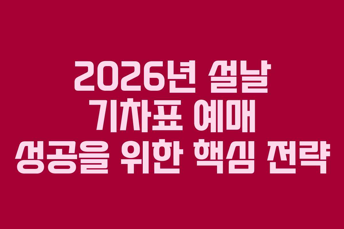 2026년 설날 기차표 예매 성공을 위한 핵심 전략