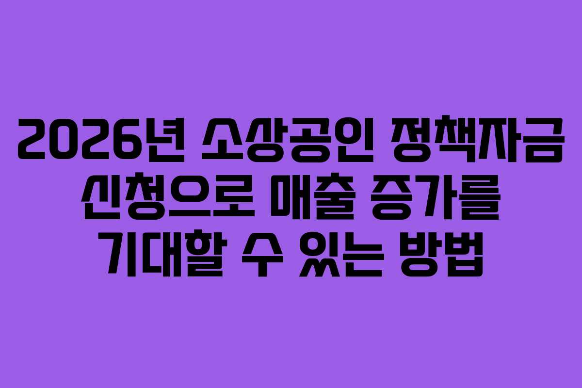 2026년 소상공인 정책자금 신청으로 매출 증가를 기대할 수 있는 방법
