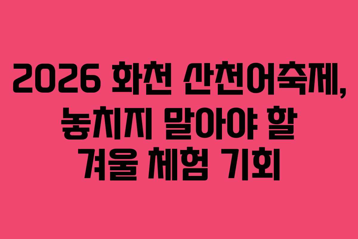 2026 화천 산천어축제, 놓치지 말아야 할 겨울 체험 기회