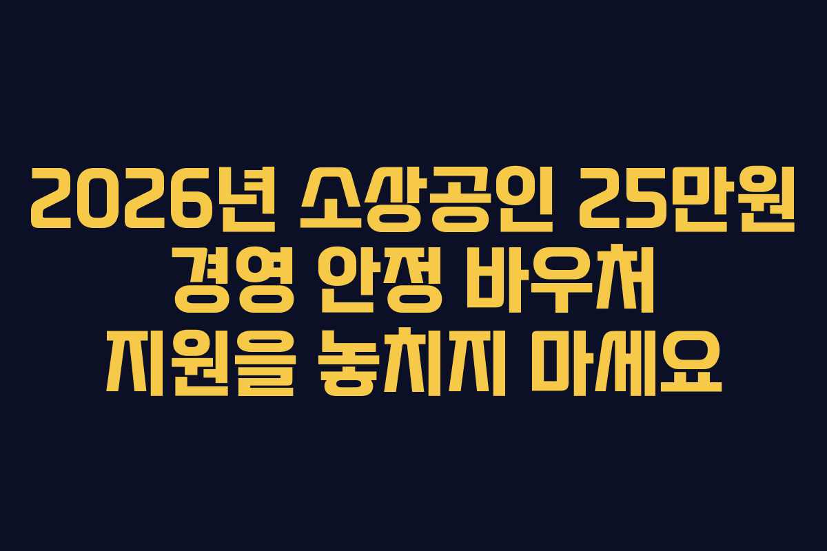 2026년 소상공인 25만원 경영 안정 바우처 지원을 놓치지 마세요