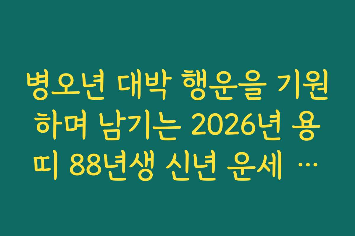 병오년 대박 행운을 기원하며 남기는 2026년 용띠 88년생 신년 운세 응원