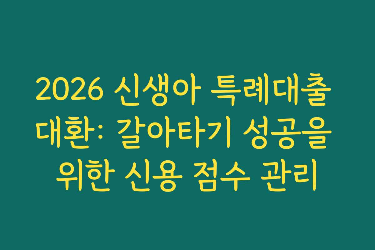 2026 신생아 특례대출 대환: 갈아타기 성공을 위한 신용 점수 관리