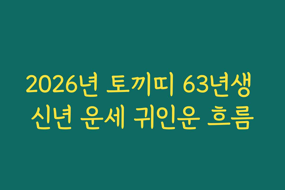 2026년 토끼띠 63년생 신년 운세 귀인운 흐름