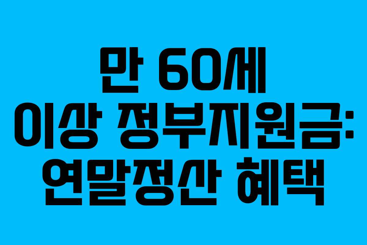 만 60세 이상 정부지원금: 연말정산 혜택