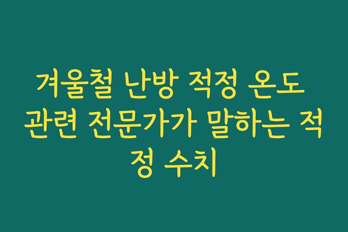 겨울철 난방 적정 온도 관련 전문가가 말하는 적정 수치