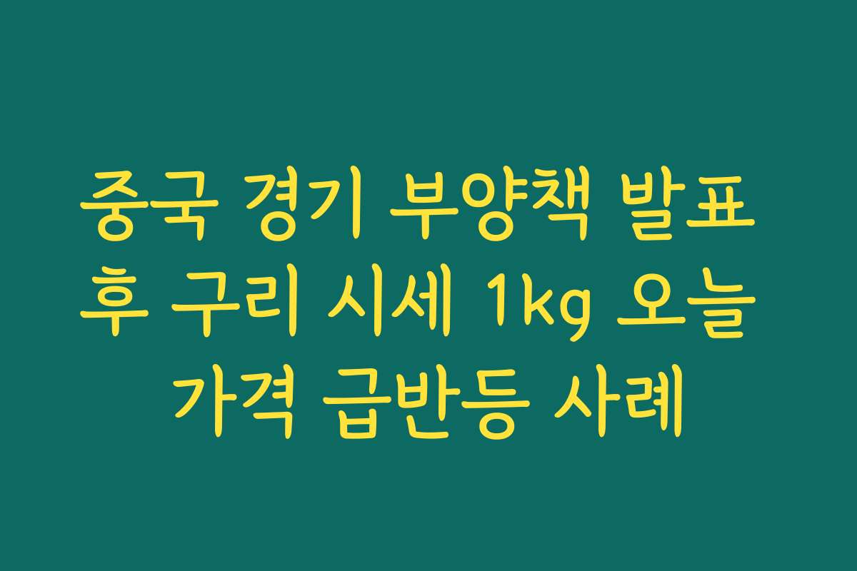 중국 경기 부양책 발표 후 구리 시세 1kg 오늘 가격 급반등 사례