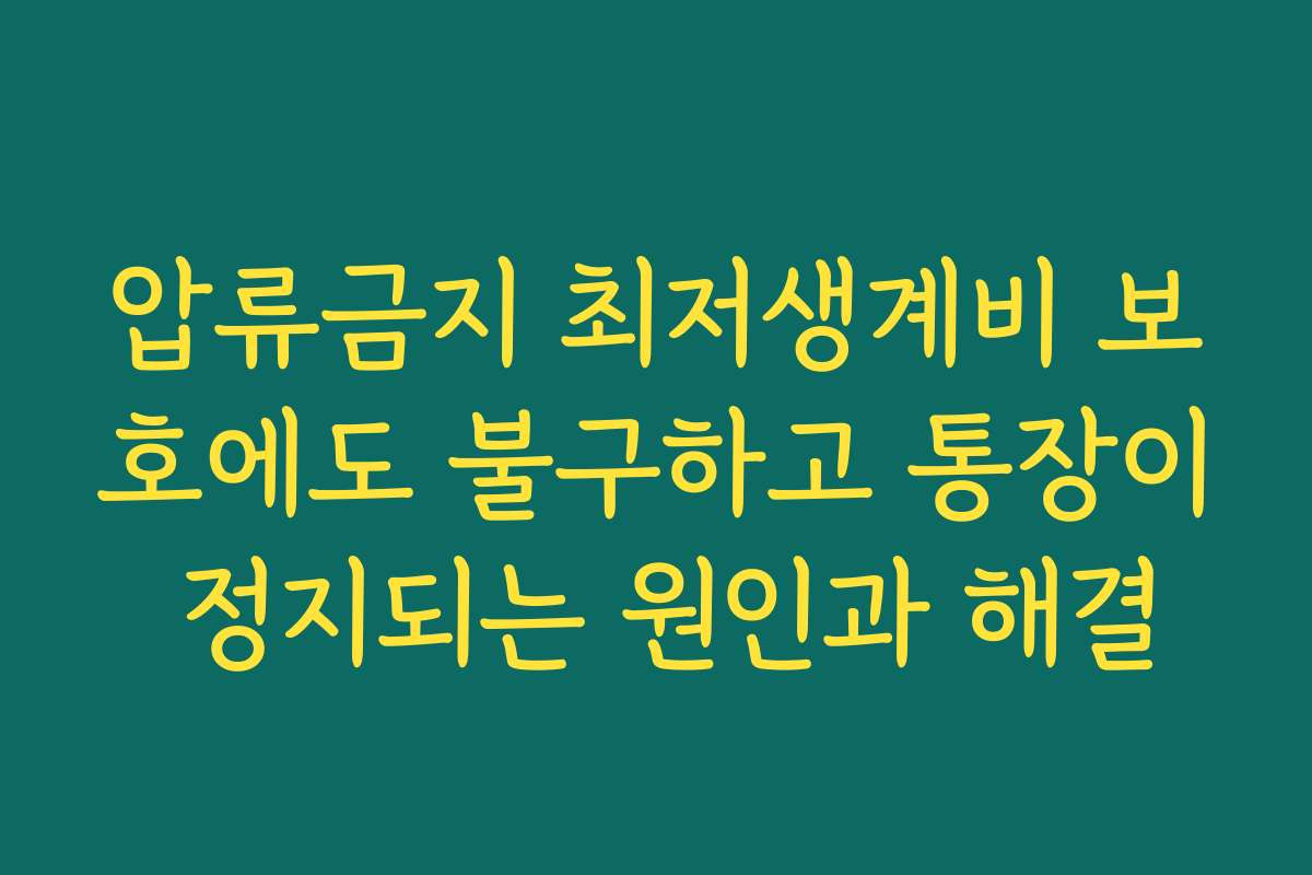 압류금지 최저생계비 보호에도 불구하고 통장이 정지되는 원인과 해결