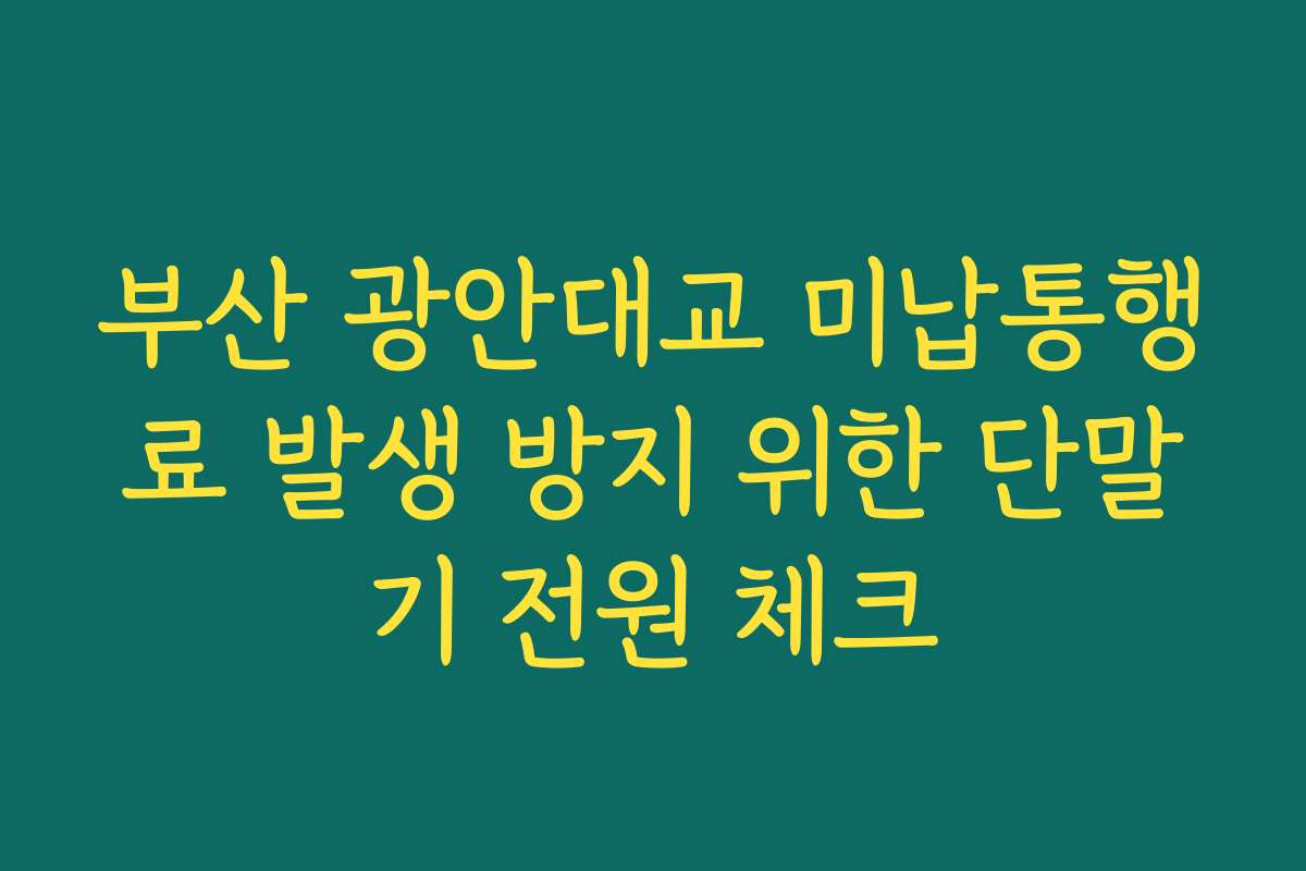 부산 광안대교 미납통행료 발생 방지 위한 단말기 전원 체크