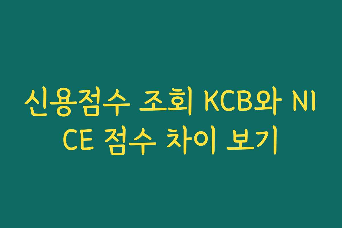신용점수 조회 KCB와 NICE 점수 차이 보기