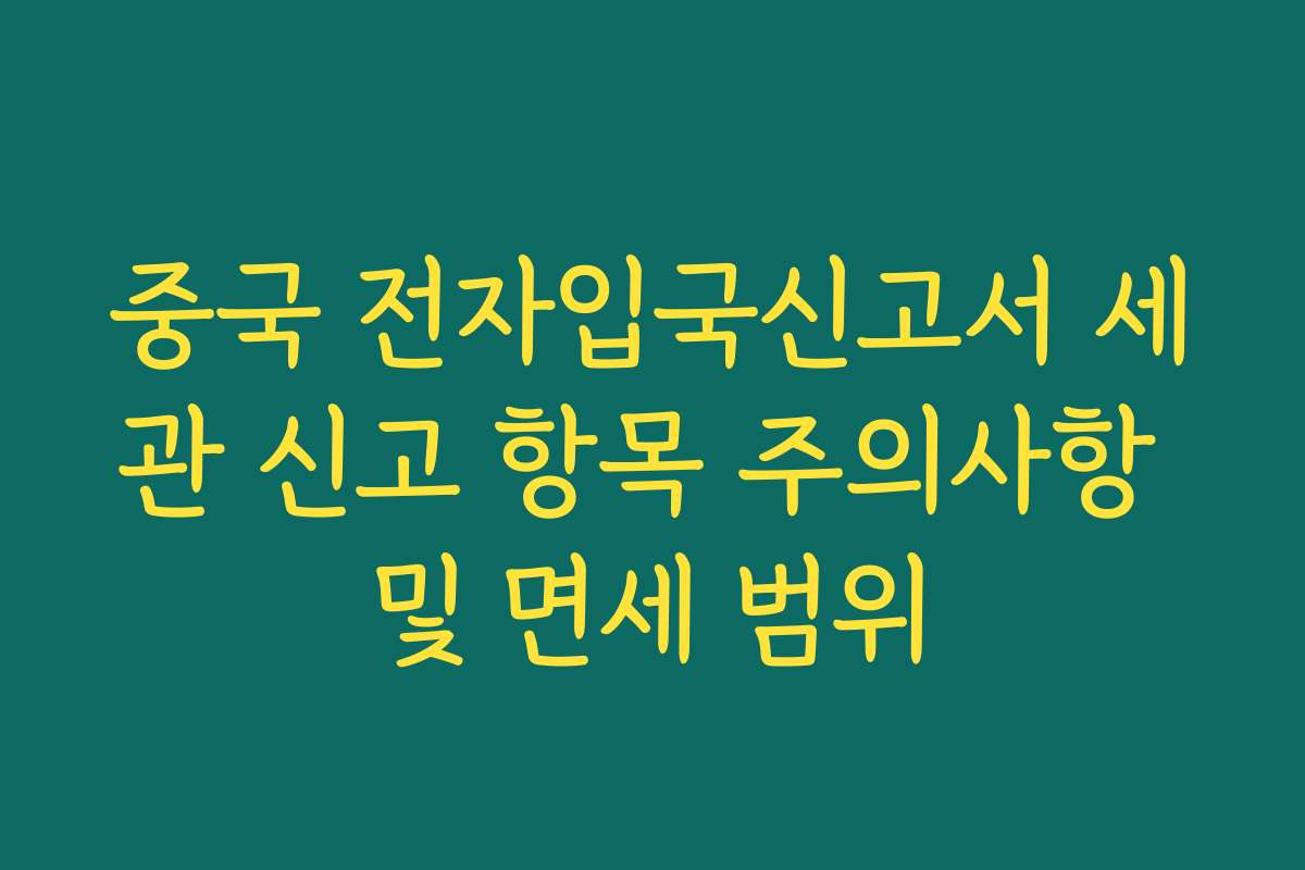 중국 전자입국신고서 세관 신고 항목 주의사항 및 면세 범위