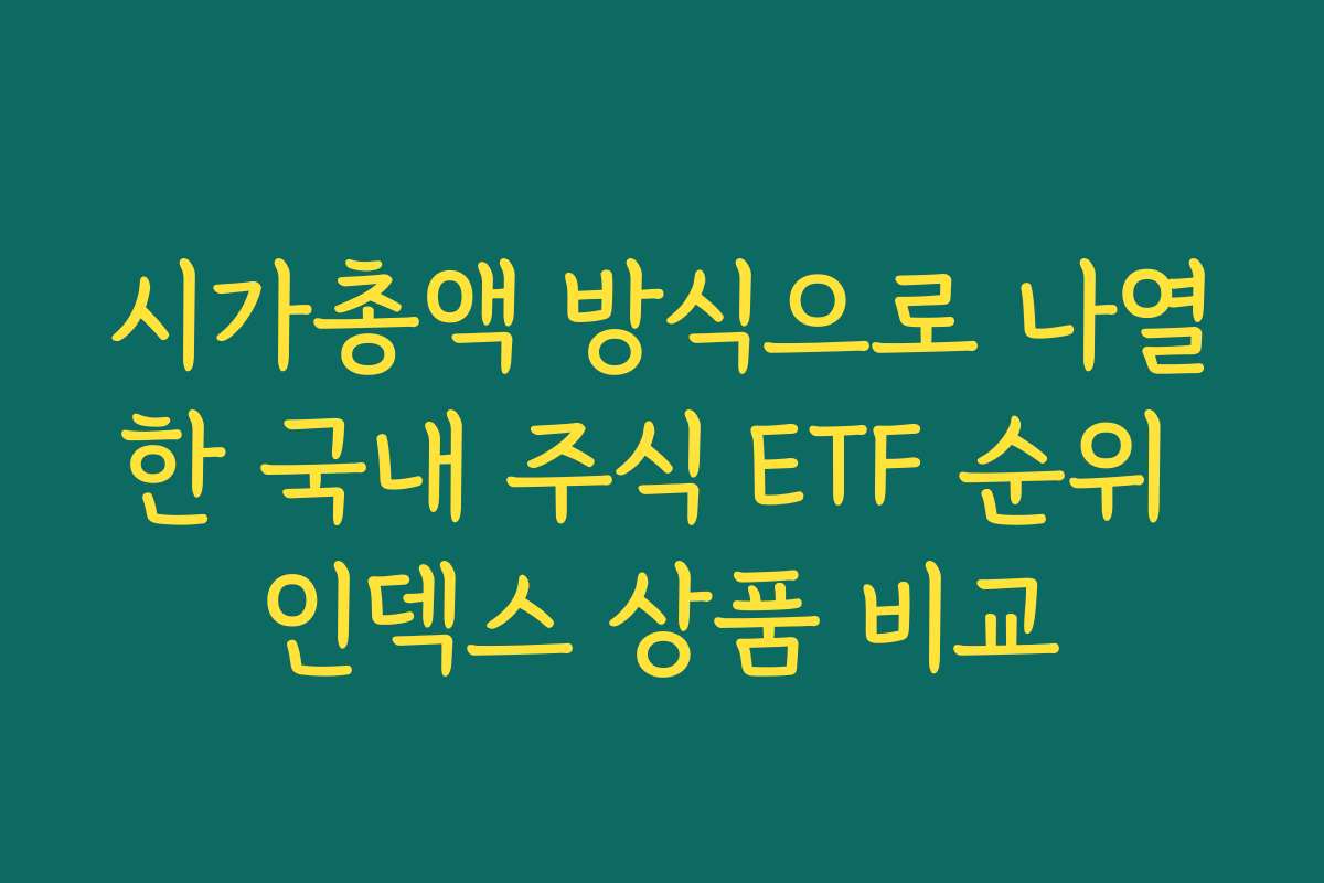 시가총액 방식으로 나열한 국내 주식 ETF 순위 인덱스 상품 비교