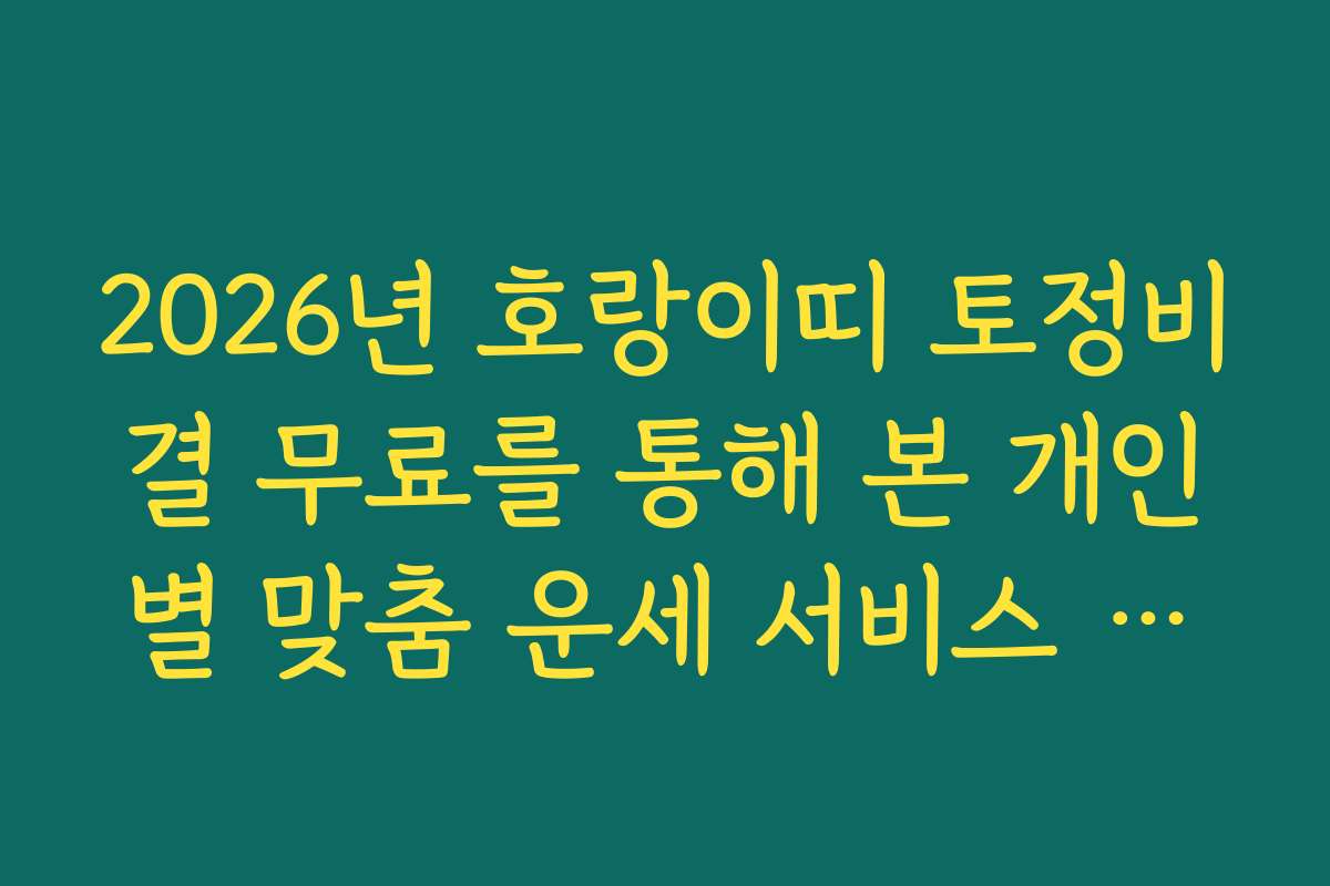 2026년 호랑이띠 토정비결 무료를 통해 본 개인별 맞춤 운세 서비스 비교