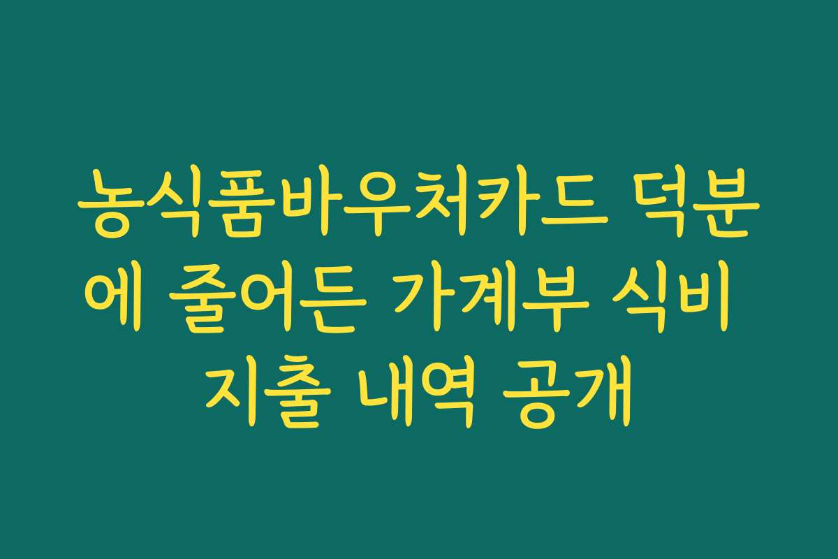 농식품바우처카드 덕분에 줄어든 가계부 식비 지출 내역 공개