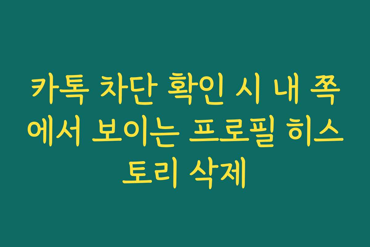 카톡 차단 확인 시 내 쪽에서 보이는 프로필 히스토리 삭제