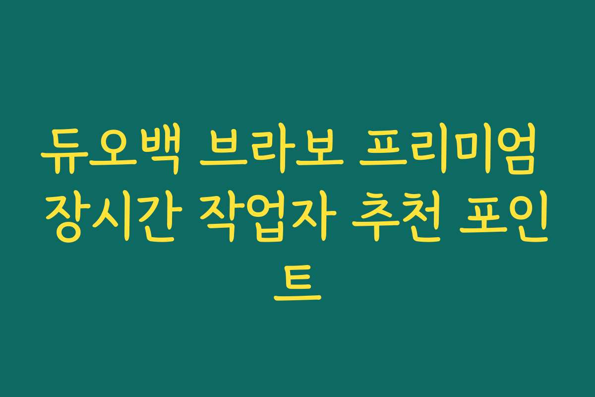 듀오백 브라보 프리미엄 장시간 작업자 추천 포인트