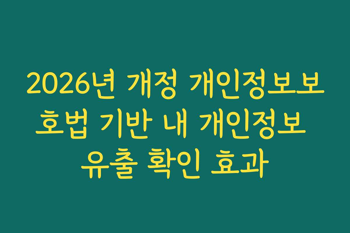 2026년 개정 개인정보보호법 기반 내 개인정보 유출 확인 효과