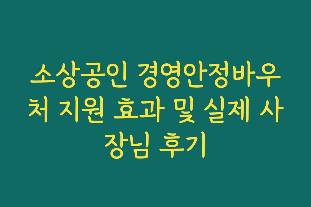 소상공인 경영안정바우처 지원 효과 및 실제 사장님 후기