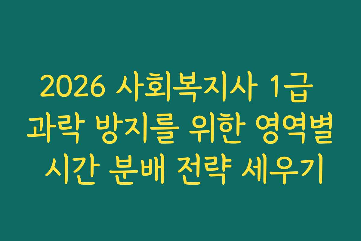 2026 사회복지사 1급 과락 방지를 위한 영역별 시간 분배 전략 세우기