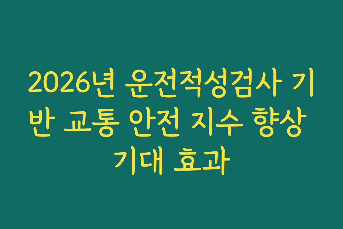2026년 운전적성검사 기반 교통 안전 지수 향상 기대 효과