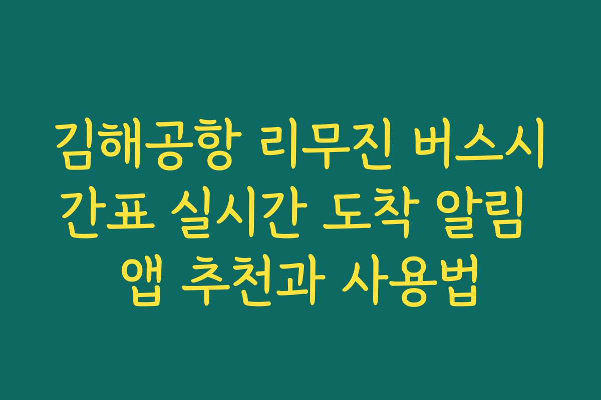 김해공항 리무진 버스시간표 실시간 도착 알림 앱 추천과 사용법