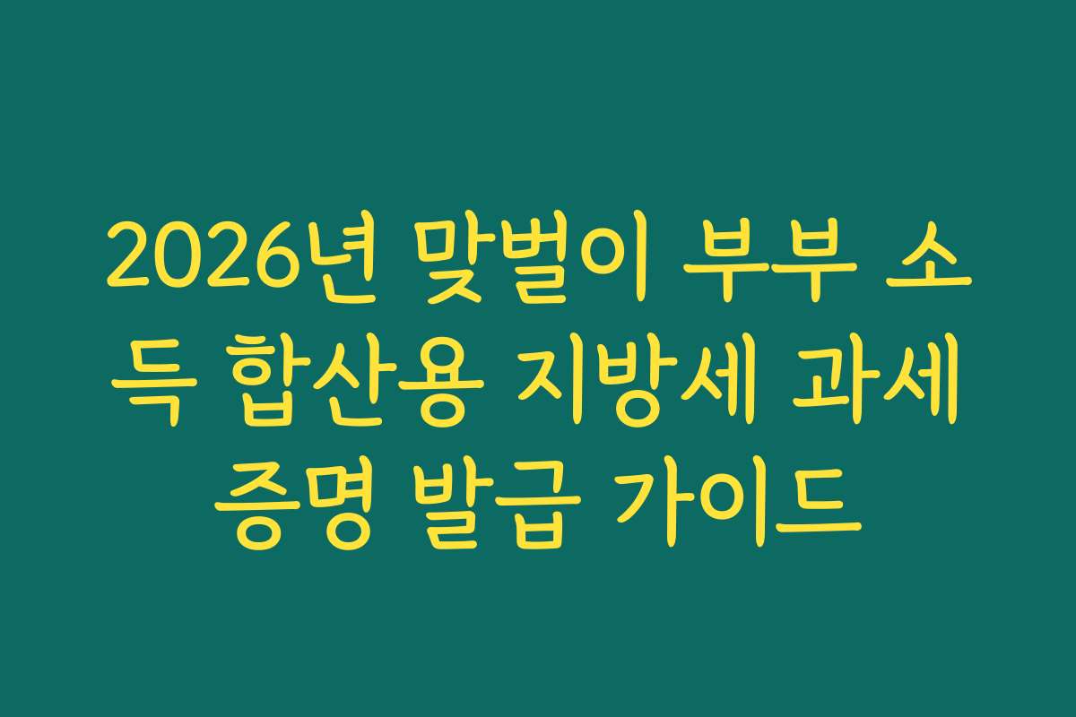2026년 맞벌이 부부 소득 합산용 지방세 과세증명 발급 가이드