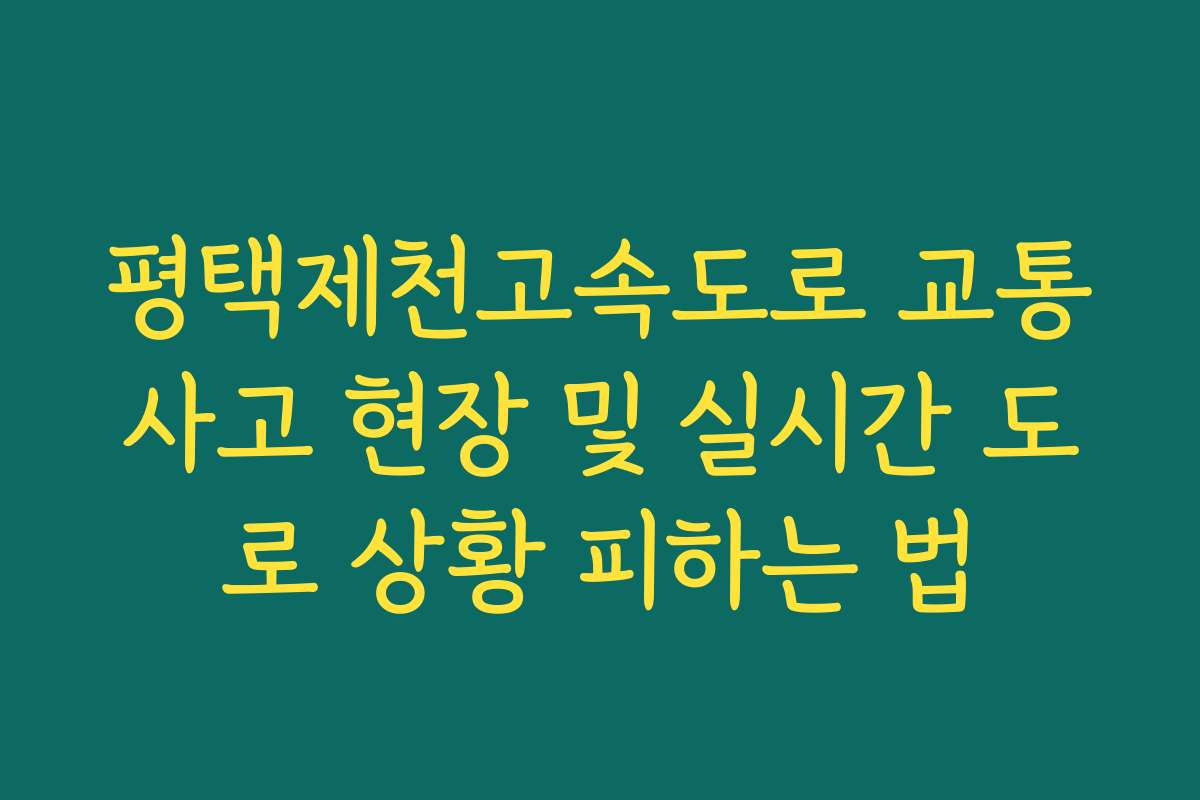 평택제천고속도로 교통사고 현장 및 실시간 도로 상황 피하는 법