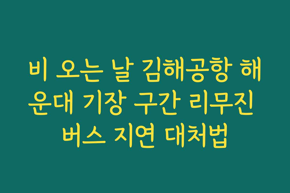 비 오는 날 김해공항 해운대 기장 구간 리무진 버스 지연 대처법