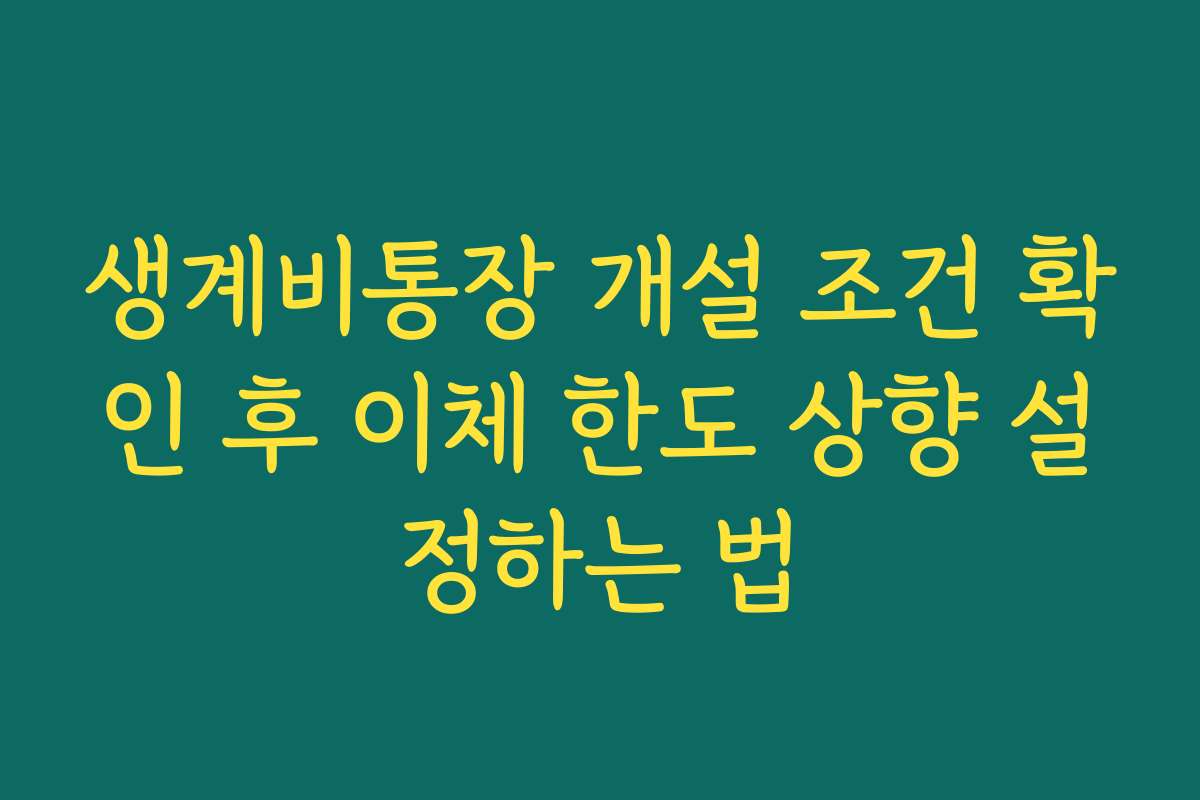 생계비통장 개설 조건 확인 후 이체 한도 상향 설정하는 법
