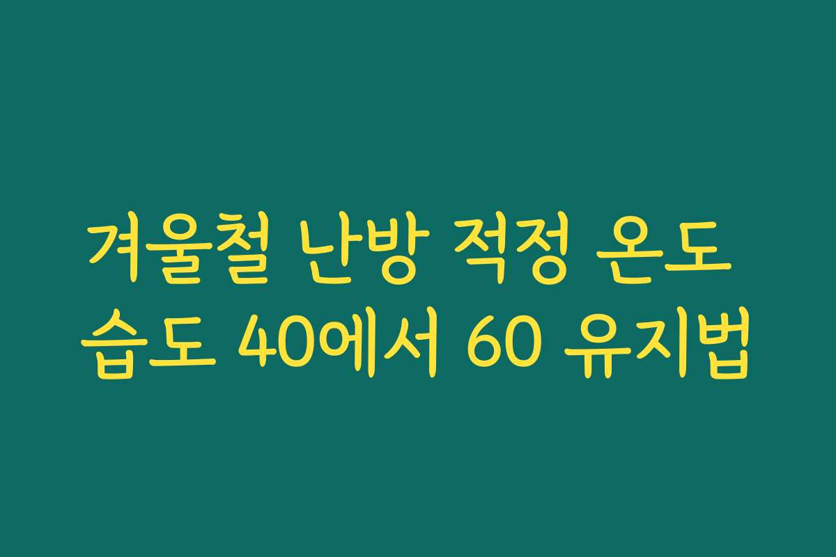 겨울철 난방 적정 온도 습도 40에서 60 유지법