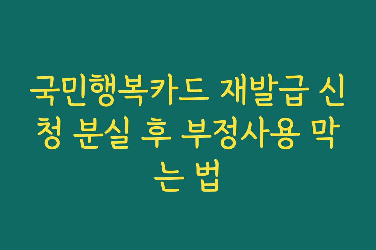 국민행복카드 재발급 신청 분실 후 부정사용 막는 법