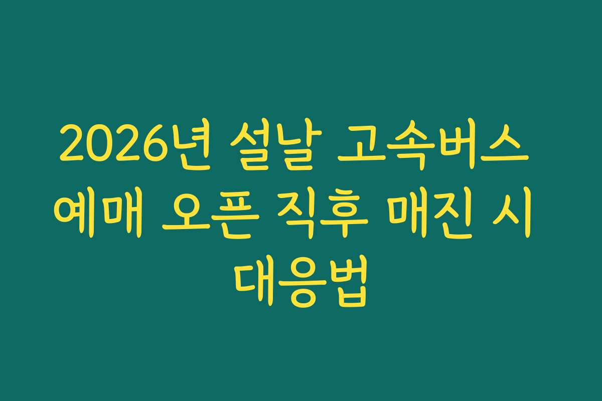 2026년 설날 고속버스 예매 오픈 직후 매진 시 대응법