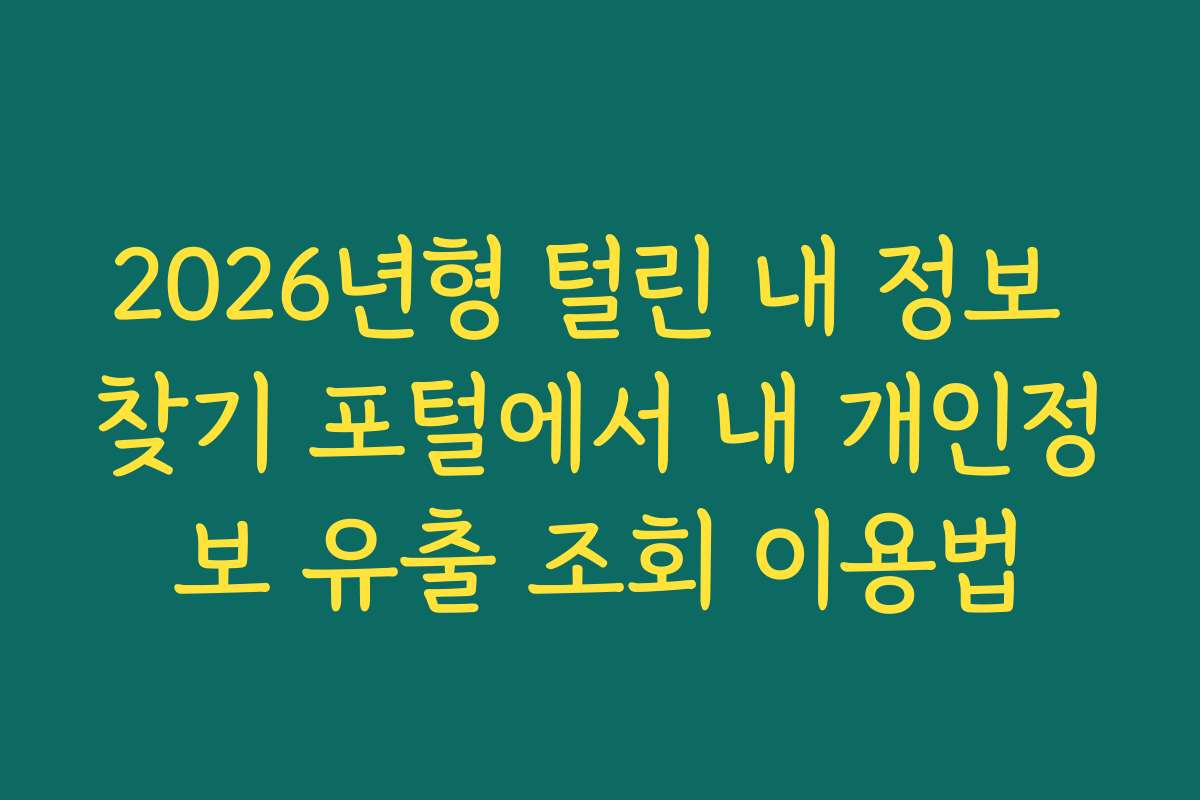2026년형 털린 내 정보 찾기 포털에서 내 개인정보 유출 조회 이용법