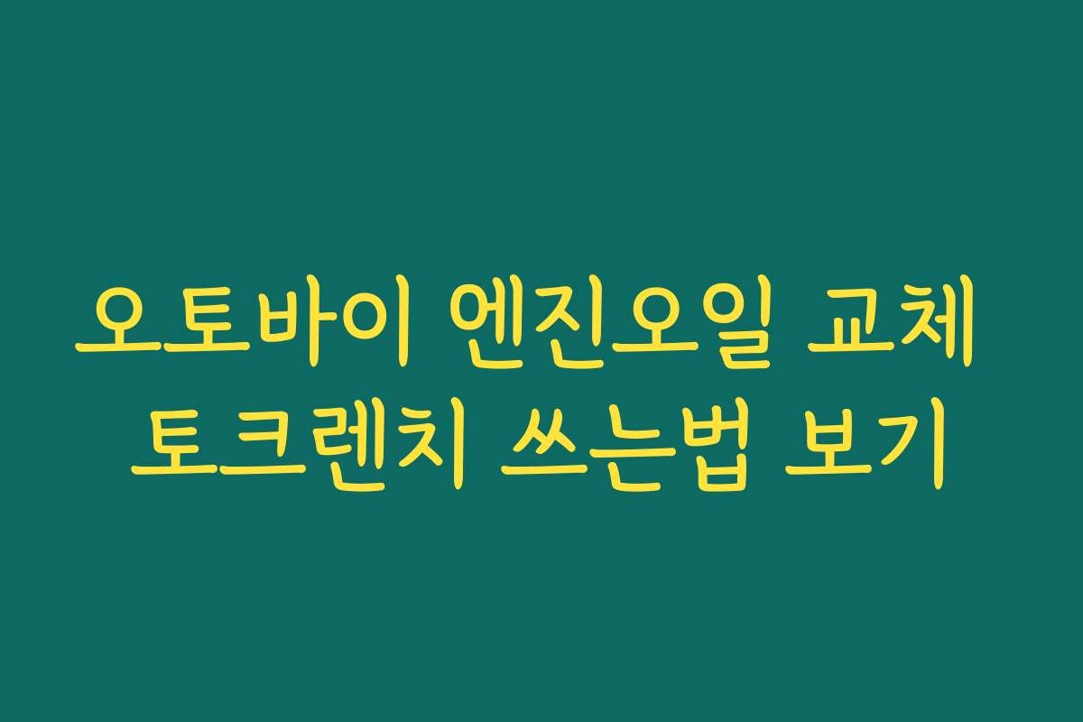 오토바이 엔진오일 교체 토크렌치 쓰는법 보기
