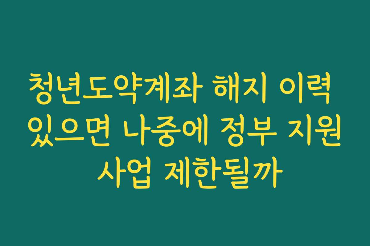 청년도약계좌 해지 이력 있으면 나중에 정부 지원 사업 제한될까