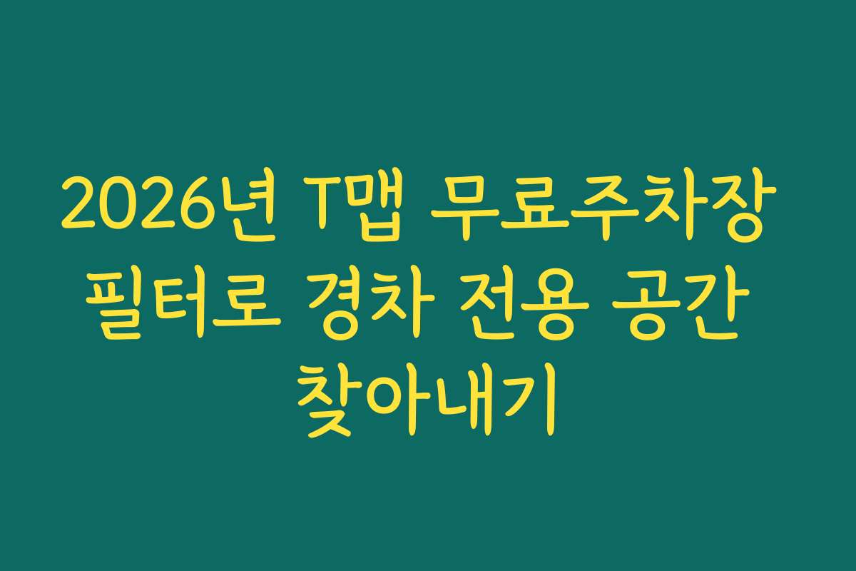 2026년 T맵 무료주차장 필터로 경차 전용 공간 찾아내기