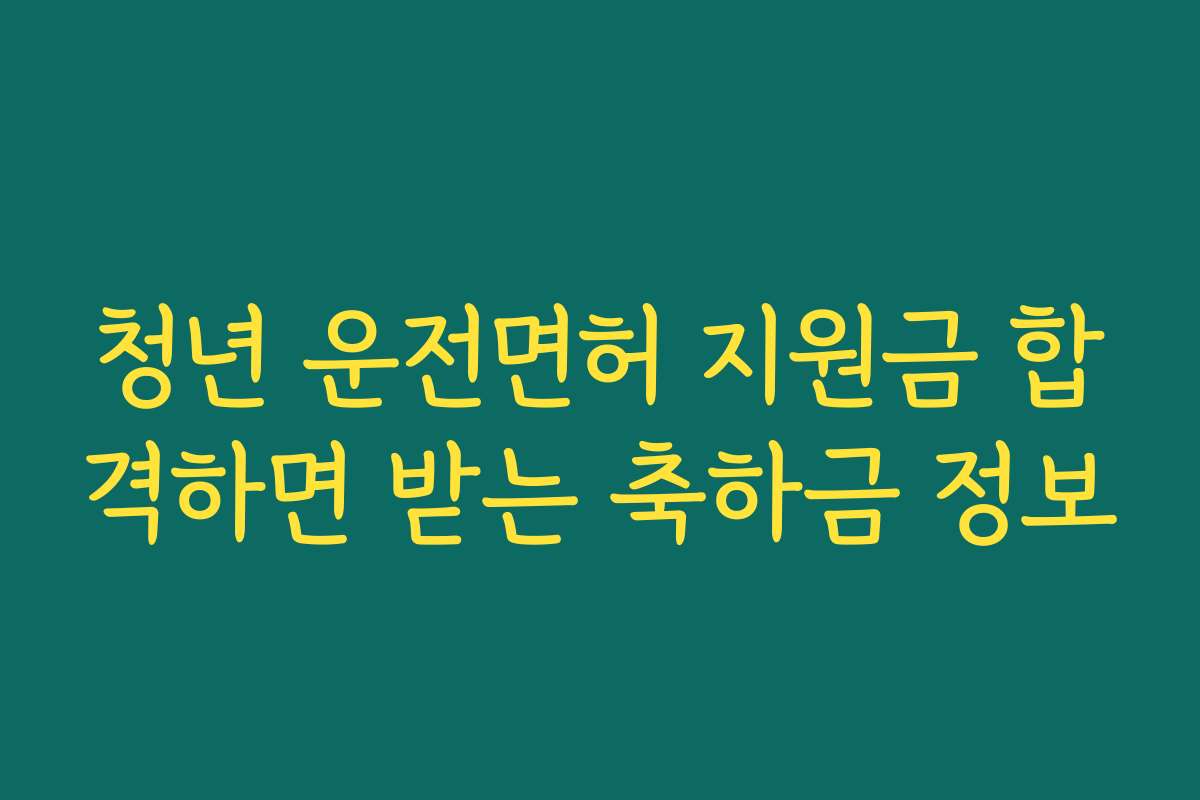 청년 운전면허 지원금 합격하면 받는 축하금 정보