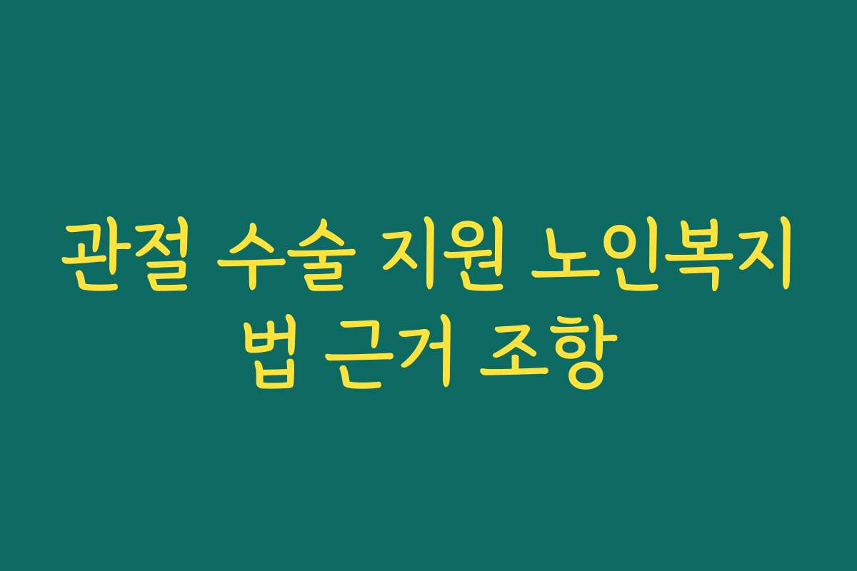 관절 수술 지원 노인복지법 근거 조항