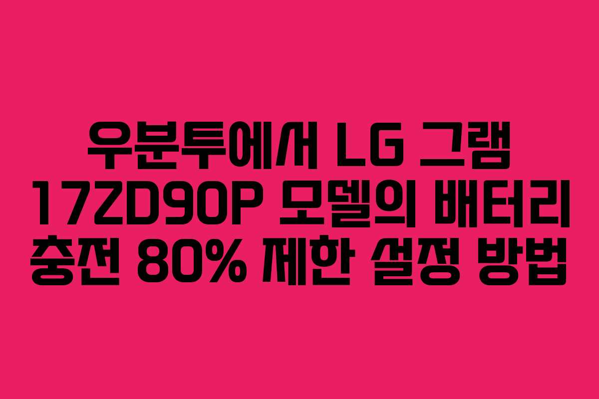 우분투에서 LG 그램 17ZD90P 모델의 배터리 충전 80% 제한 설정 방법