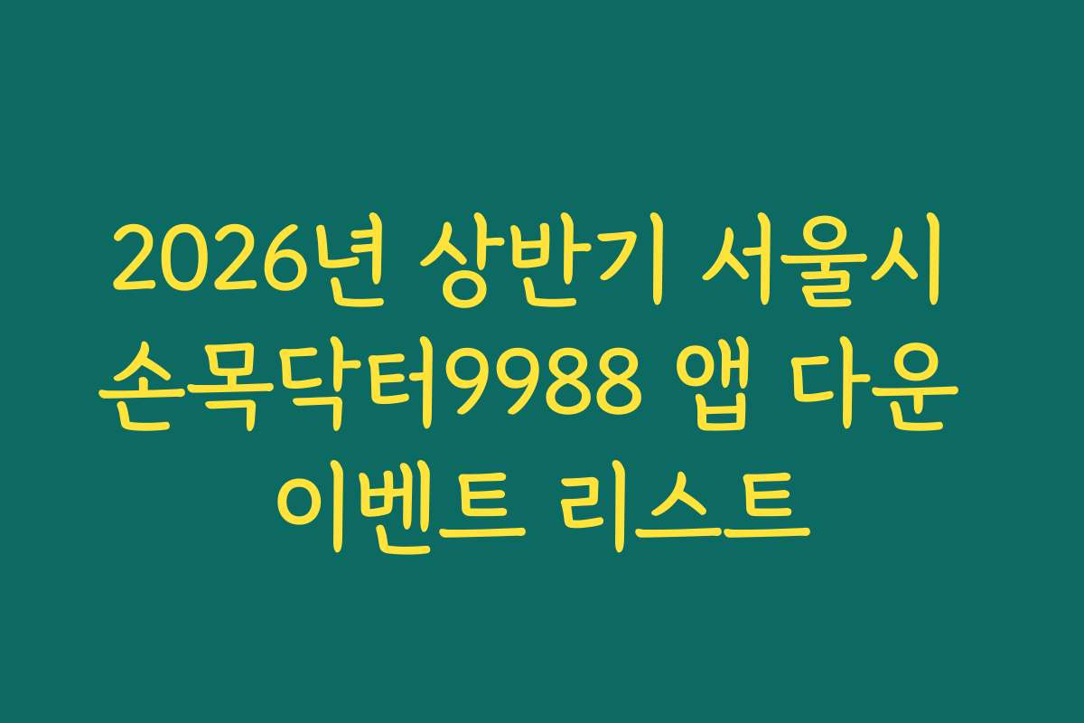 2026년 상반기 서울시 손목닥터9988 앱 다운 이벤트 리스트