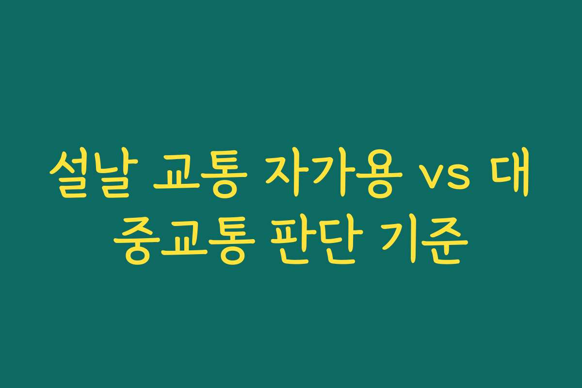 설날 교통 자가용 vs 대중교통 판단 기준
