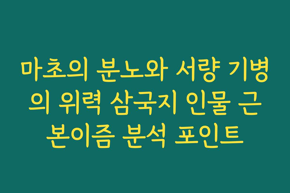 마초의 분노와 서량 기병의 위력 삼국지 인물 근본이즘 분석 포인트