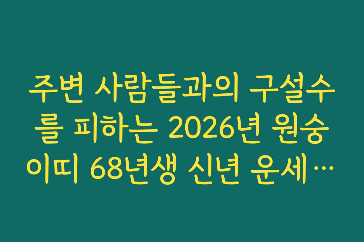 주변 사람들과의 구설수를 피하는 2026년 원숭이띠 68년생 신년 운세 조언
