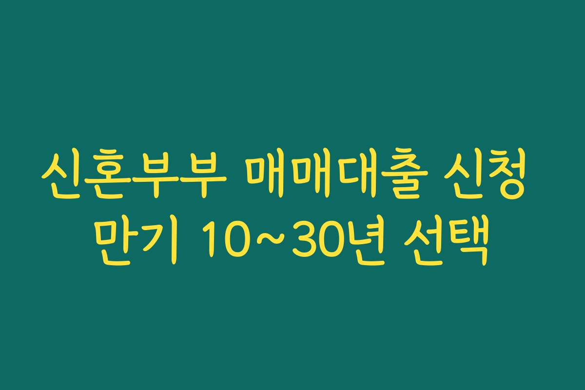 신혼부부 매매대출 신청 만기 10~30년 선택