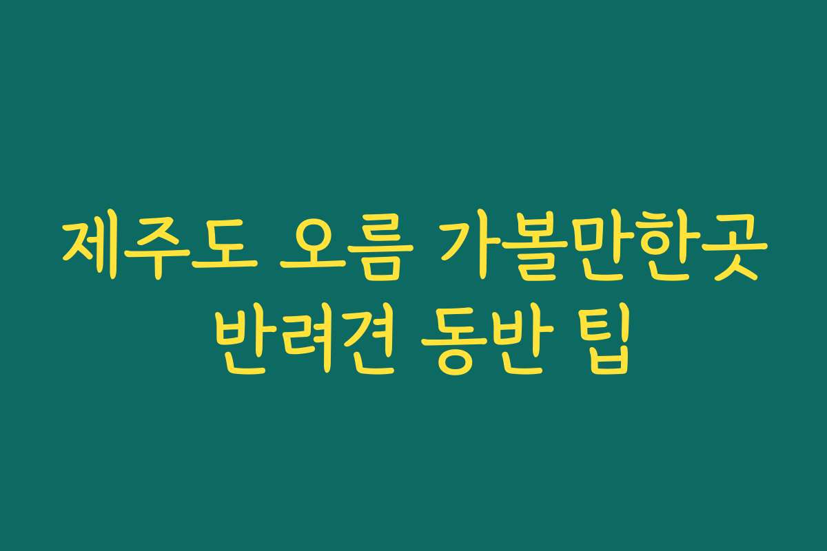 제주도 오름 가볼만한곳 반려견 동반 팁