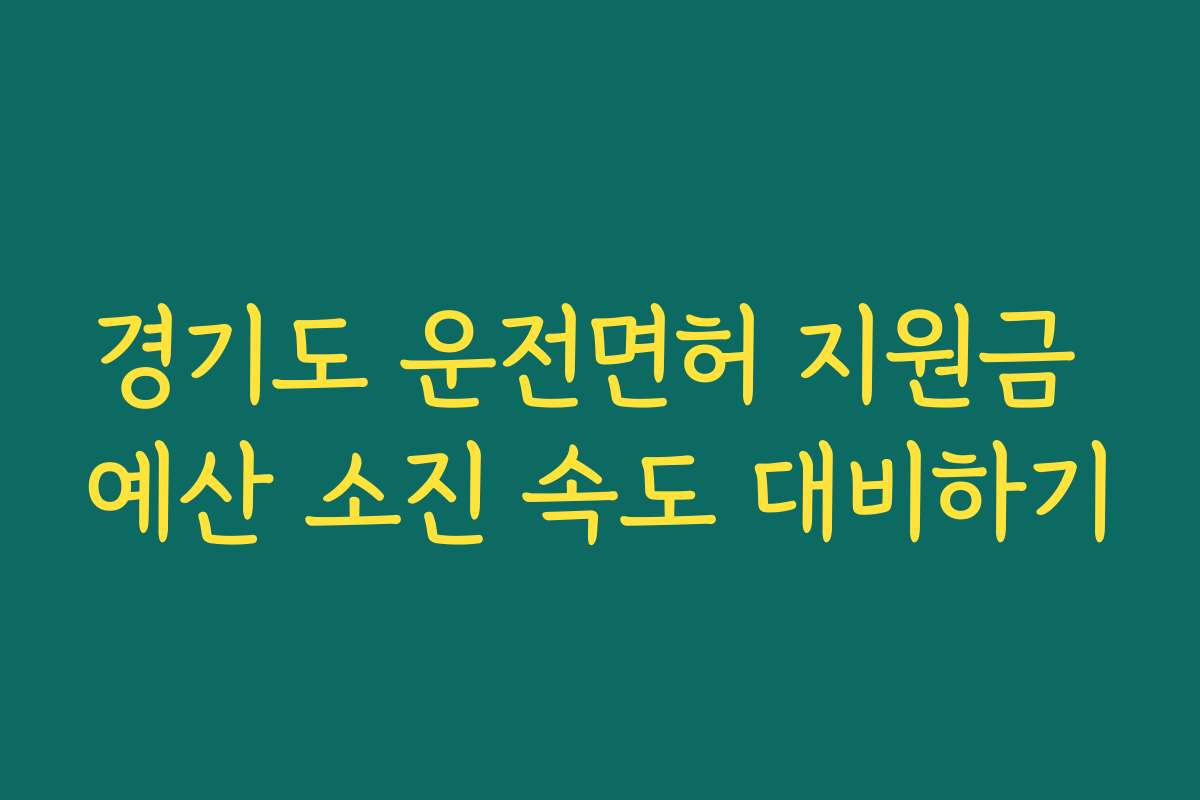 경기도 운전면허 지원금 예산 소진 속도 대비하기