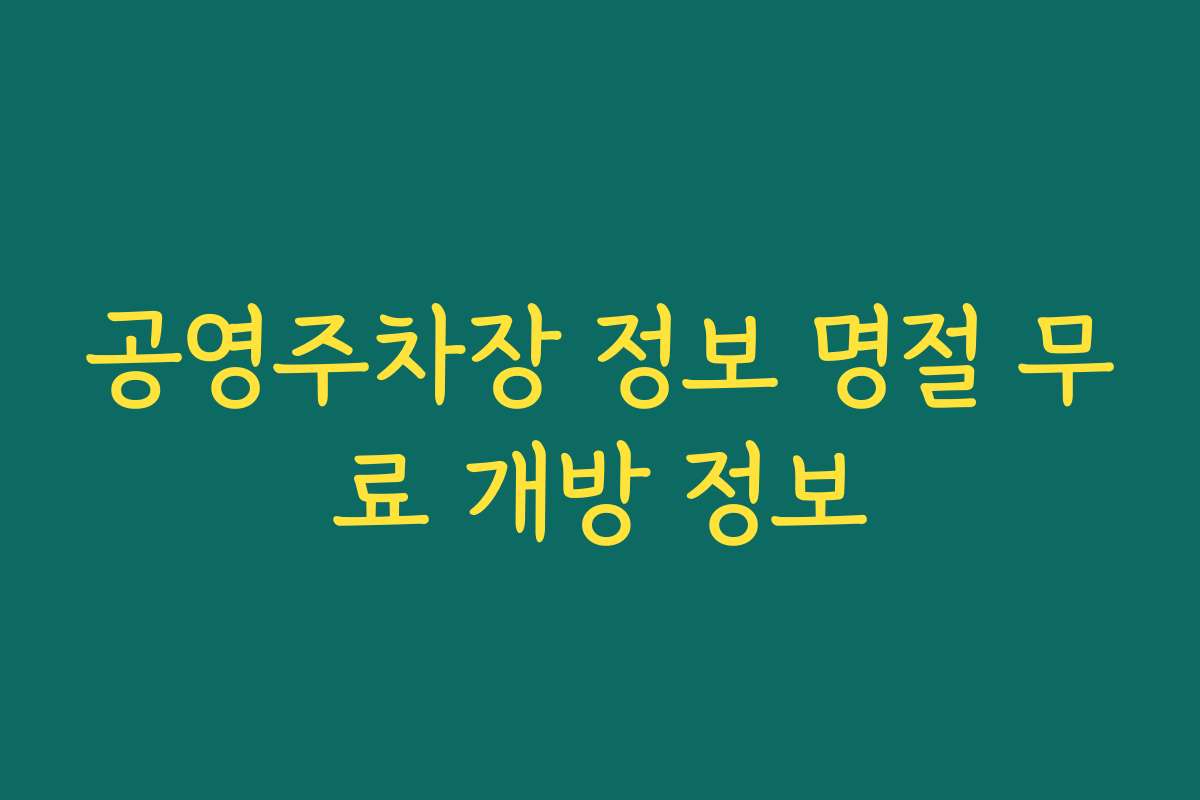 공영주차장 정보 명절 무료 개방 정보
