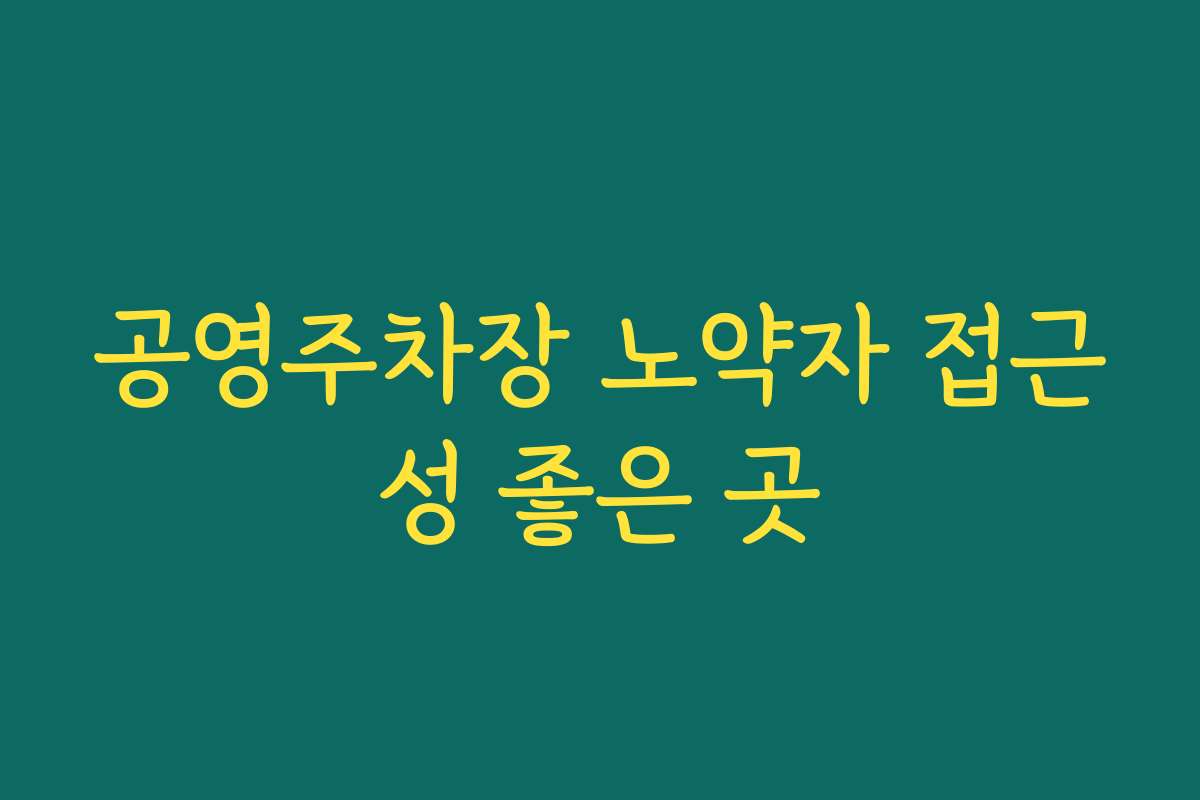 공영주차장 노약자 접근성 좋은 곳