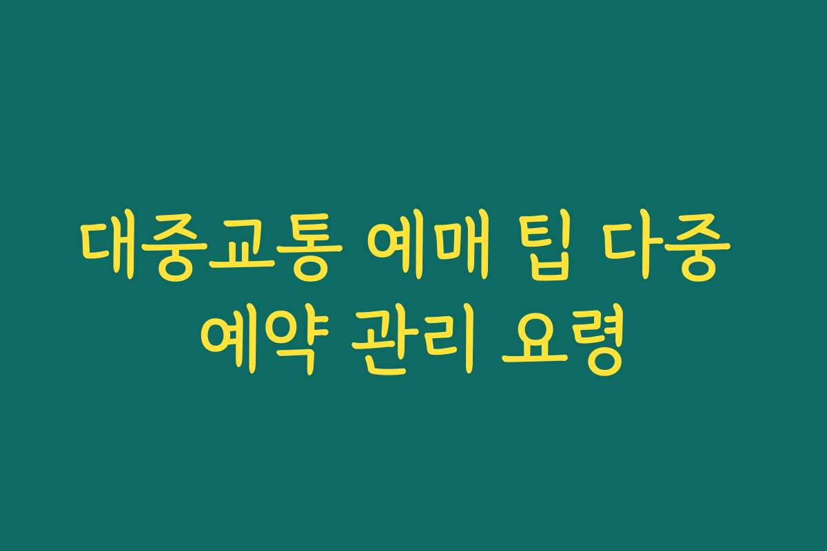대중교통 예매 팁 다중 예약 관리 요령